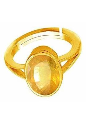 9.25 Carat Certified Unheated Untreatet A+ Quality Natural Original Gold Platted Yellow Sapphire Pukhraj Gemstone Adjustable Ring Metal Sapphire Gold Plated Ring