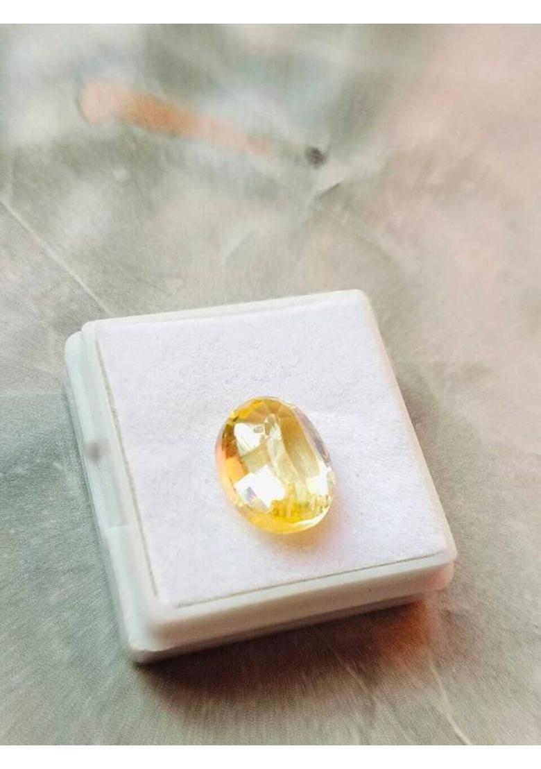 Kumar Gems 6.62 Carat Yellow Sapphire Stone Astrologer Ceylon Quality Pukhraj Gemstone Sapphire Stone - Indya