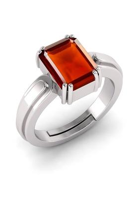 Gomed Stone Ashtadhatu Red Gemstone 9.25 Ratti Rashi Ratna Adjustable Brass Garnet Ring