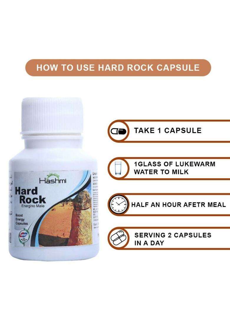 Hashmi Pharmacy Hard Rock Capsules are formulated with natural ingredients like Ashwagandha Safed Musli Gokshur Gheekwar and more. Pack Of 1 - Indya