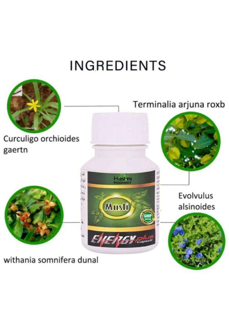 Hashmi Pharmacy Musli Energy Plus Capsules For Men Pack Of 1 - Indya