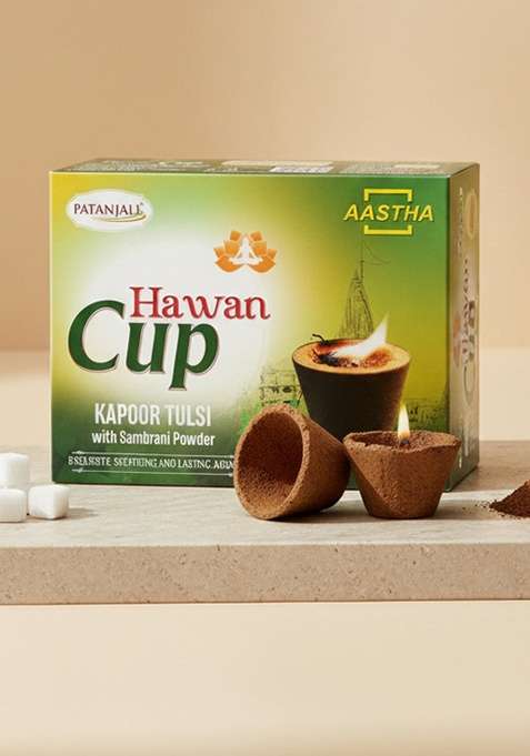 Patanjali Aastha Hawan Cup Kapoor Tulsi 3.18 oz (90 GM)