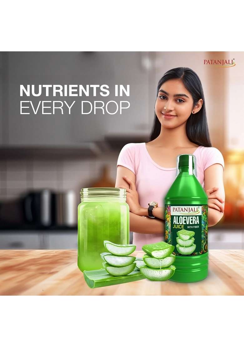 Patanjali Aloevera Juice With Fiber 33.81 oz (1000 ML) - Indya