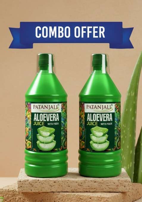Patanjali Combo Aloevera Juice Fibre 1L (Pack Of 2) 67.63 oz (2000 ML)