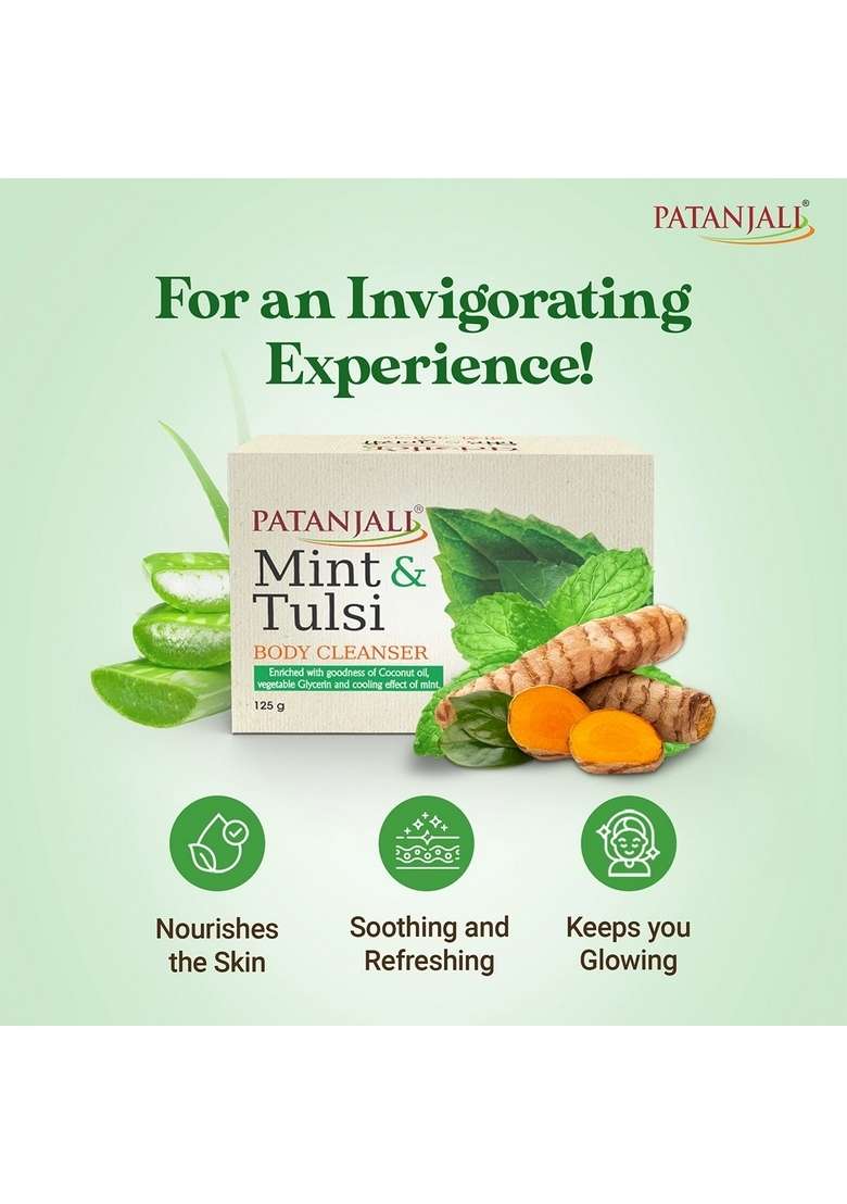 Patanjali Mint Tulsi Body Cleanser-125g B3g1 Free 13.23 oz (375 GM) - Indya