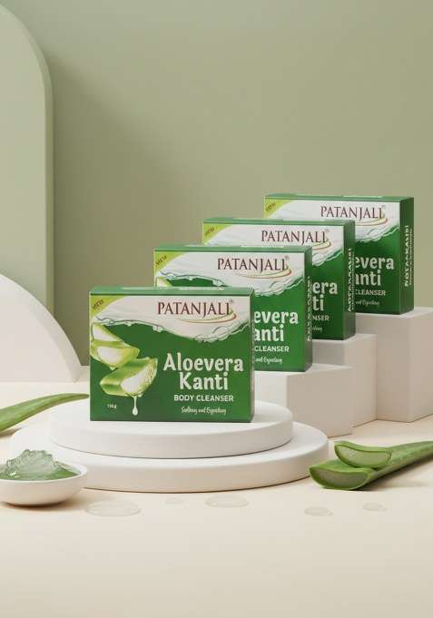 Patanjali Aloevera Kanti Body Cleanser-150 G X 4 N 21.17 oz (600 GM)