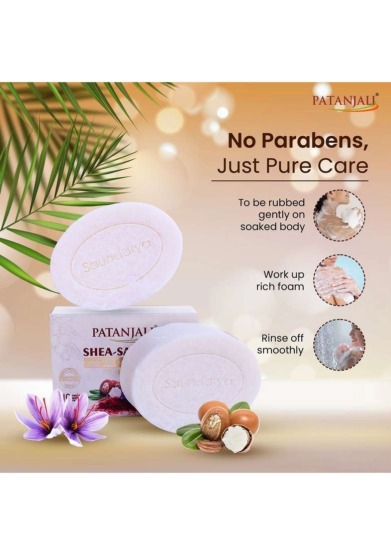 Patanjali Shea- Safron Cream Bathing Bar 125g (B3 G1) 13.23 oz (375 GM) - Indya