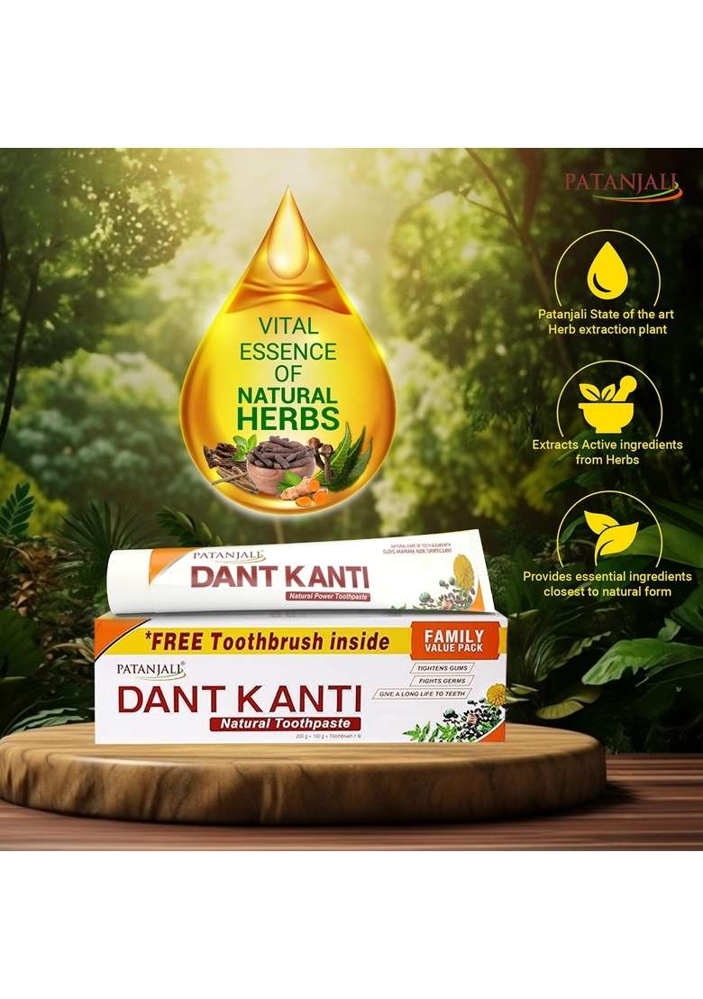 Patanjali Dant Kanti Natural Family Value Pack 10.59 oz (300 GM) - Indya