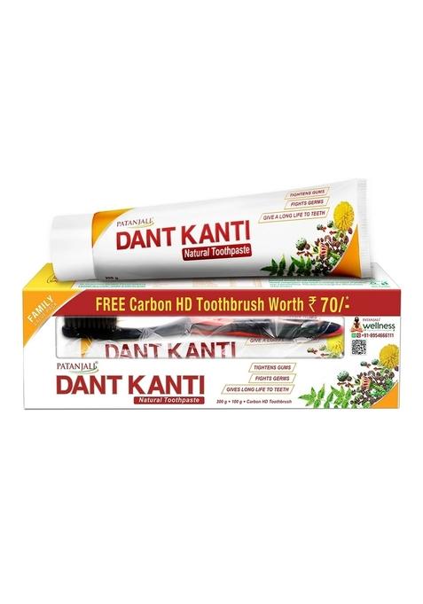 Patanjali Dant Kanti Natural Toothpaste -300 G+ Brush Rs70/- 10.59 oz (300 GM)