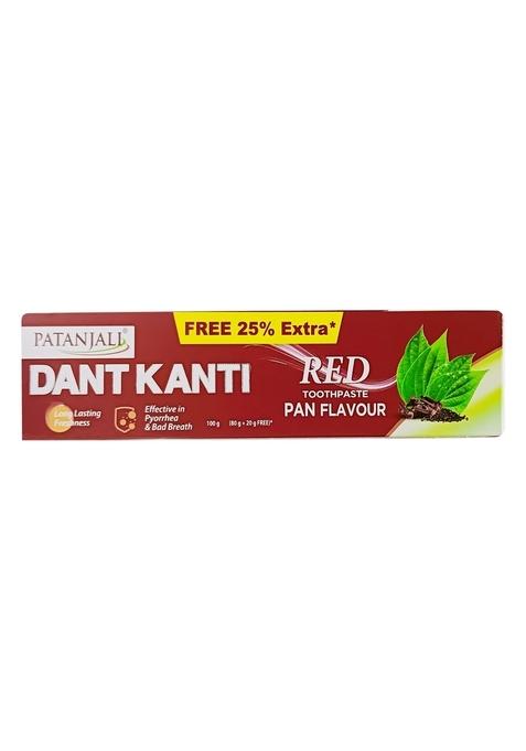 Patanjali Dant Kanti Red Toothpaste (Pan Flavour) 80g+25% Extra 2.82 oz (80 GM)