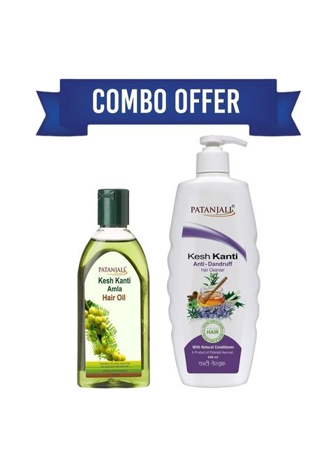 Patanjali Combo- Amla Hair Oil+Kesh Kanti Anti Dandruff Hair Cleanser (200+450) 22.94 oz (650 GM)