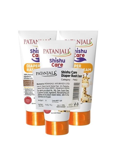 Patanjali Shishu Care Diaper Rash Cream (Pack of 3) 2.65 oz (75 GM)