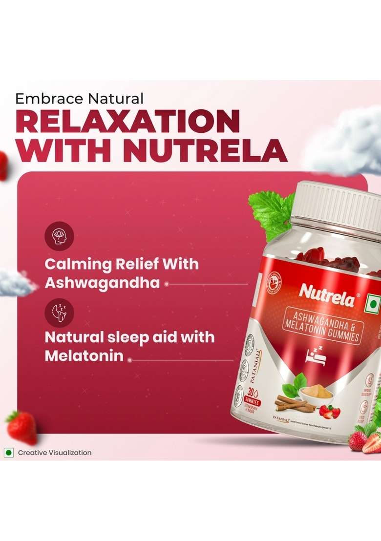 Patanjali Nutrela Ashwagandha & Melatonin Gummies (30 Gummies) 3.18 oz (90 GM) - Indya
