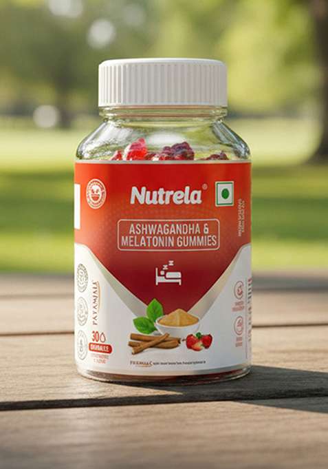 Patanjali Nutrela Ashwagandha & Melatonin Gummies (30 Gummies) 3.18 oz (90 GM)