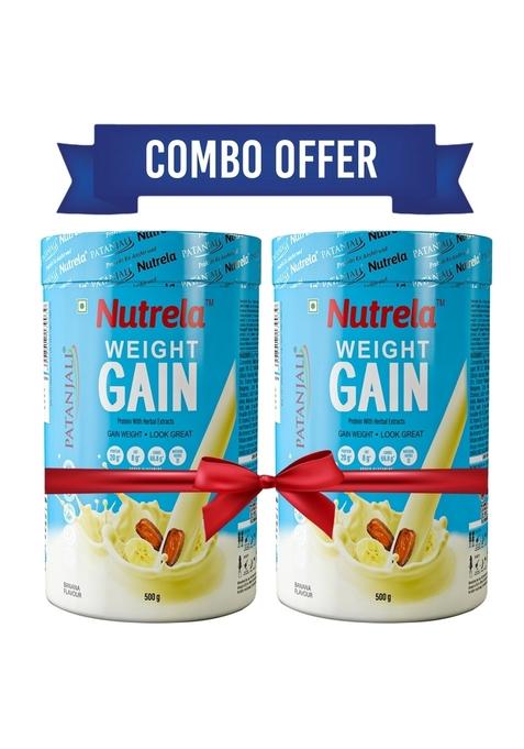 Patanjali Nutrela Weight Gain - Banana Flavor - 500g (pack of 2) 35.29 oz (1000 GM)