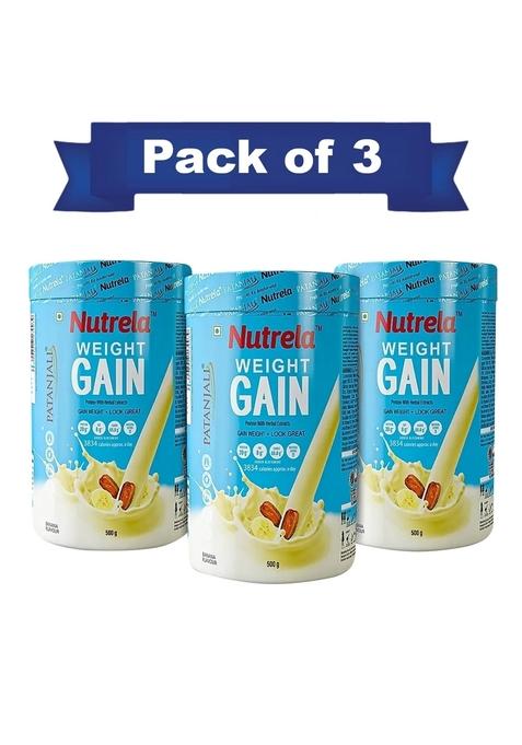 Patanjali Nutrela Weight Gain - Banana Flavor - 500g (pack of 3) 52.93 oz (1500 GM)