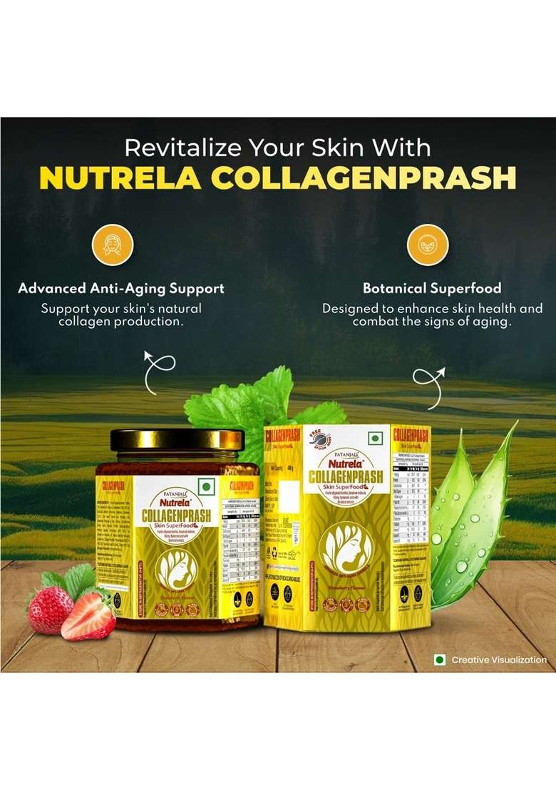 Patanjali Collagen Prash - Advanced Anti Ageing Formula for Men and Women - 400g (pack of 3) 42.34 oz (1200 GM) - Indya