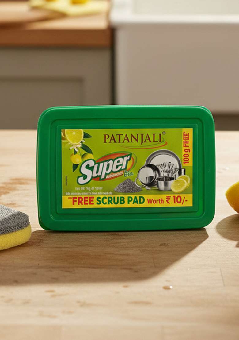 Patanjali Dish Wash Bar-600g (500g+100g)+ Scrub Pad 21.17 oz (600 GM) - Indya