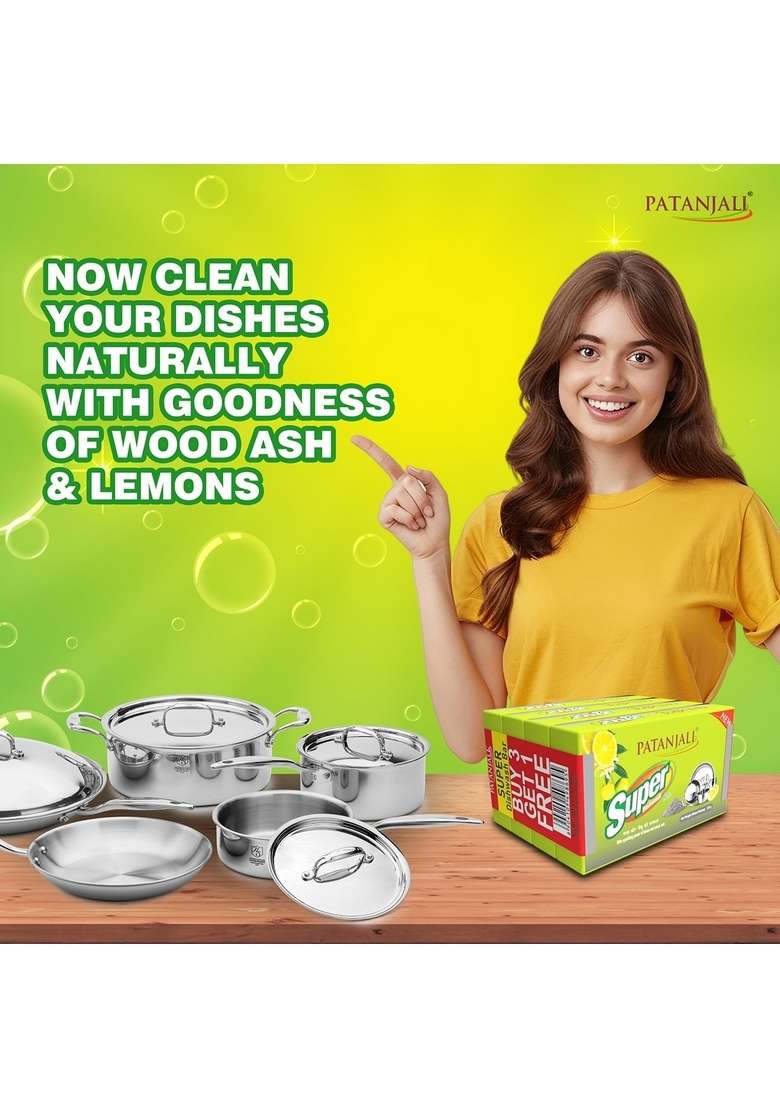 Patanjali Super Dish wash Bar-225 Gram B3G1 Free 31.76 oz (900 GM) - Indya
