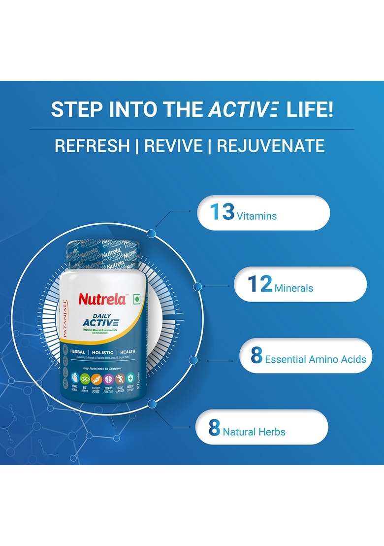 Patanjali Nutrela Daily Active Capsule 0.79 oz (22.5 GM) - Indya