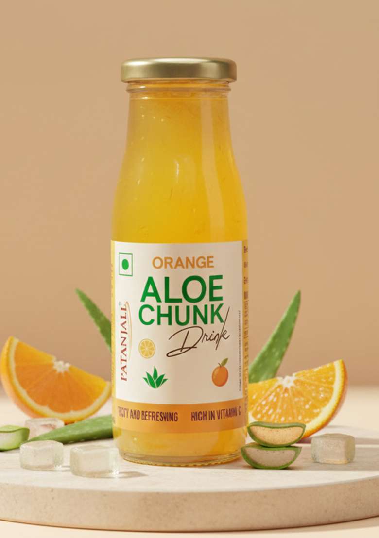 Patanjali Orange Aloe Chunk Drink 6.76 oz (200 ML) - Indya