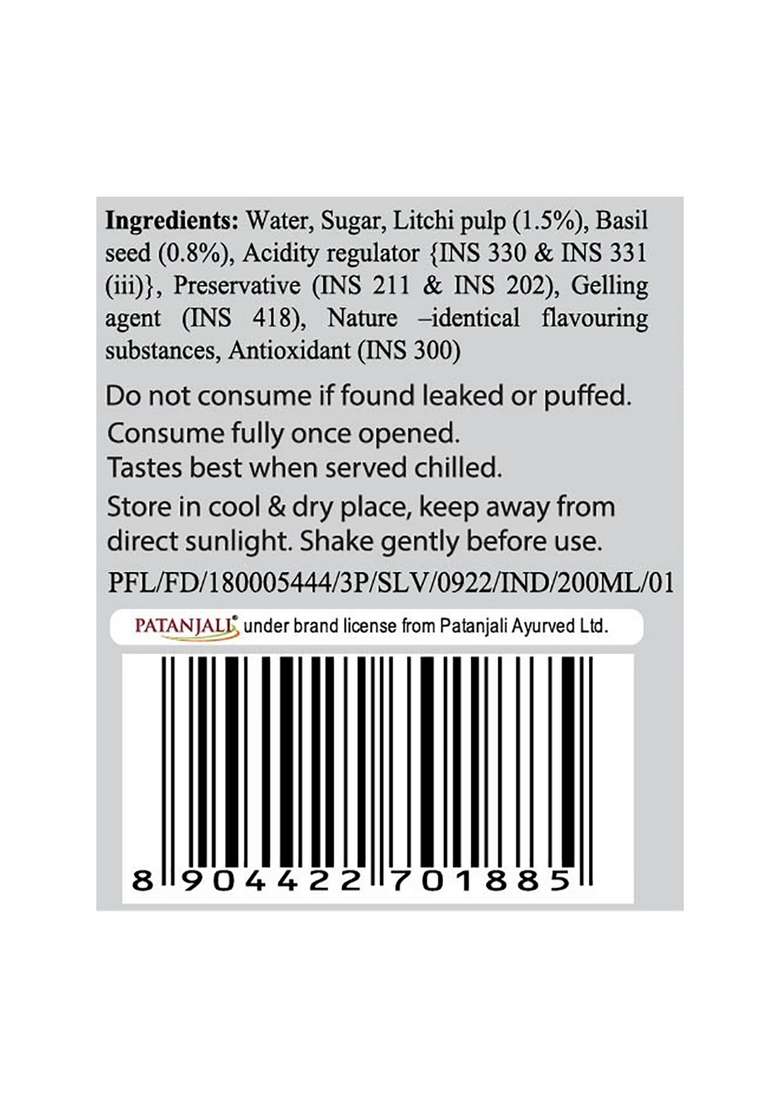 Patanjali Litchi Basil Drink 6.76 oz (200 ML) - Indya