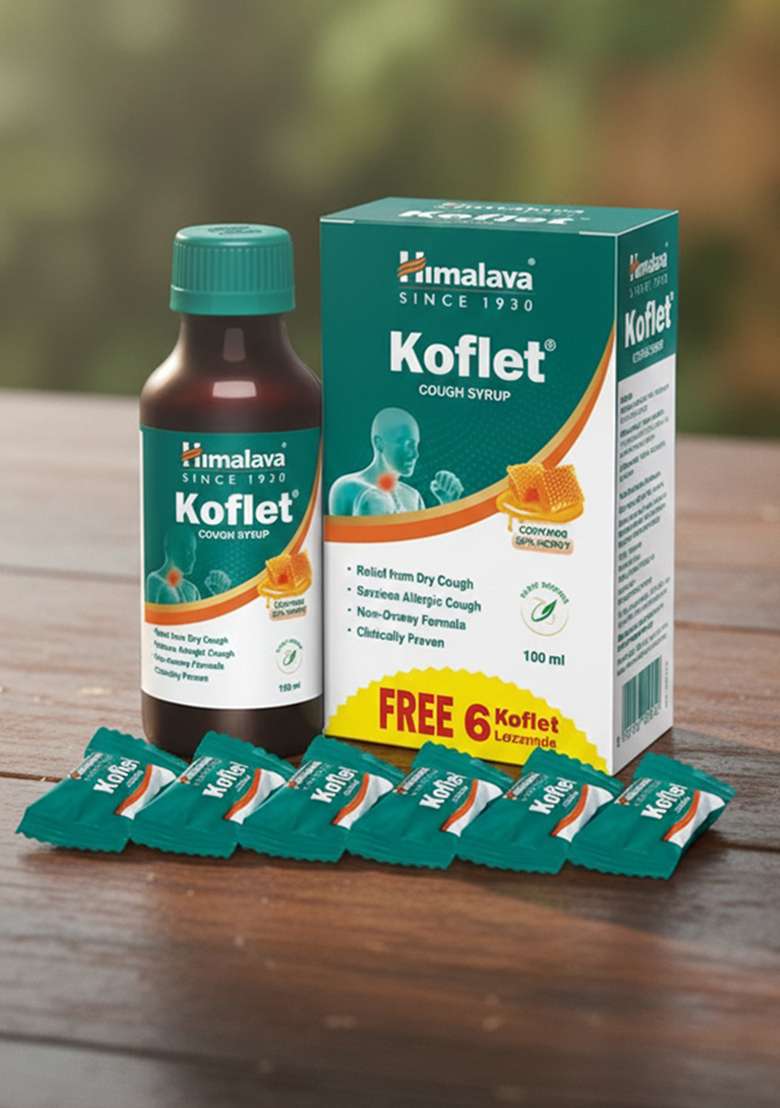 Himalaya KOFLET SYRUP 100 ML + 6 LOZENGES FREE - Indya