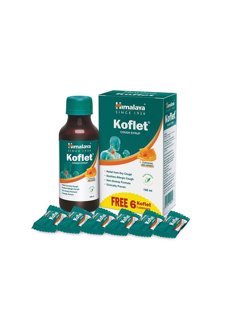 Himalaya KOFLET SYRUP 100 ML + 6 LOZENGES FREE - Indya