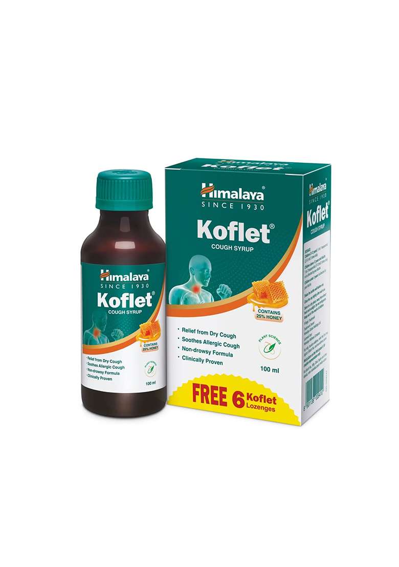 Himalaya KOFLET SYRUP 100 ML + 6 LOZENGES FREE - Indya