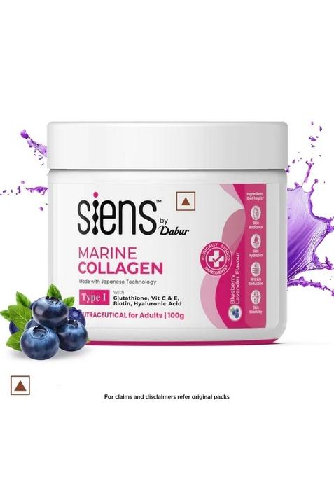 DABUR Siens By Dabur Hydrolyzed Marine Collagen , Powder with Glutathione, Hyaluronic Acid, Vitamin C Blueberry Lavender