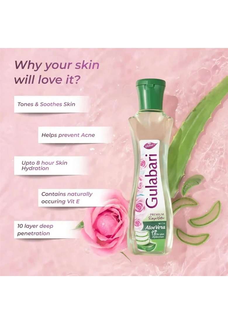 DABUR Gulabari Premium Rose Water with Aloe Vera - Indya