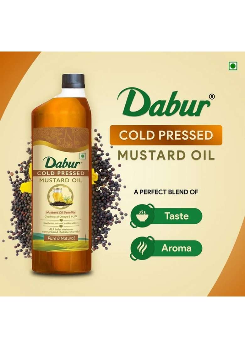 DABUR Cold Pressed Mustard Oil | Rich in Omega 3 & 6  - Indya