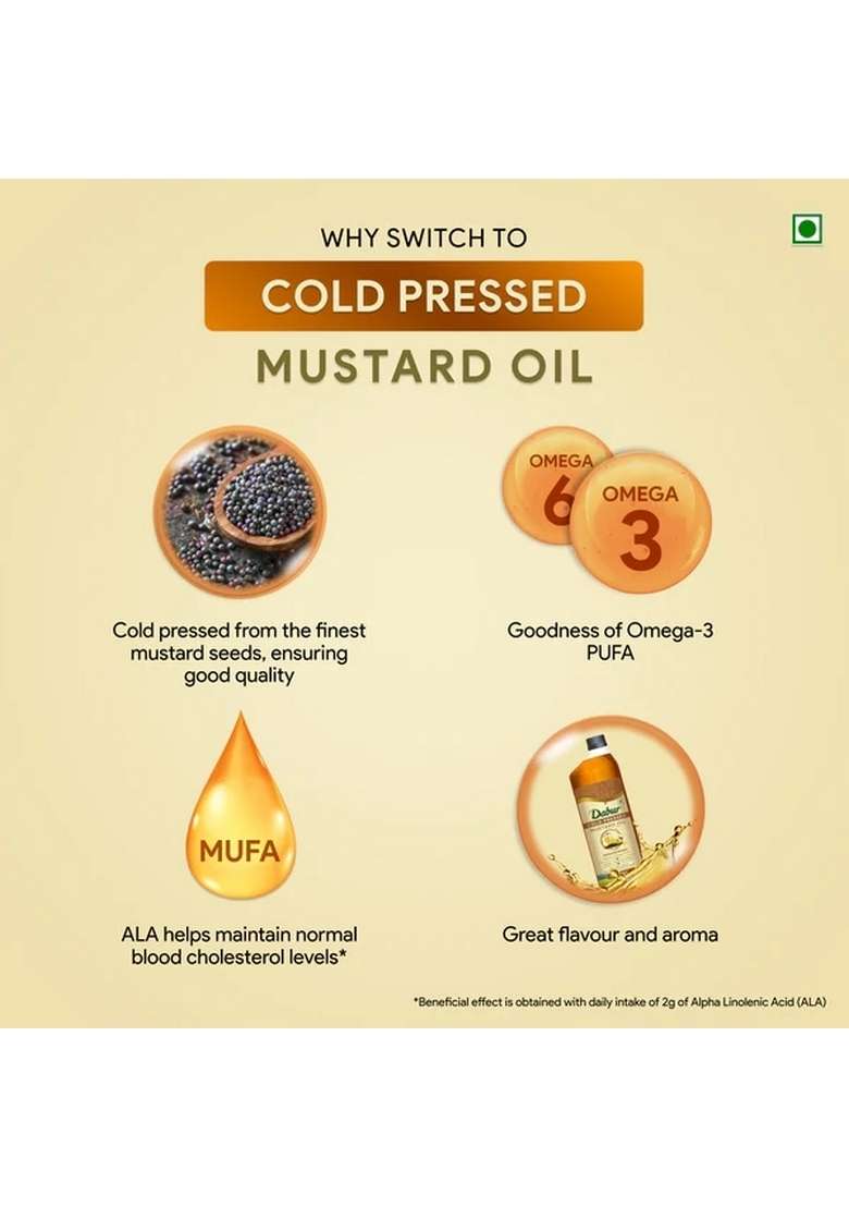 DABUR Cold Pressed Mustard Oil | Rich in Omega 3 & 6  - Indya