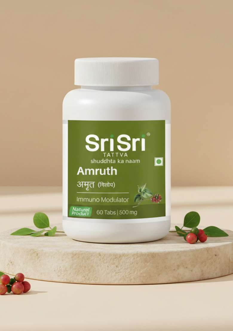 SRI SRI TATTV Amruth - Immuno Modulator | Immunity Booster | Anti-Bacterial & Anti-Viral | 60 Tabs, 500 mg - Indya