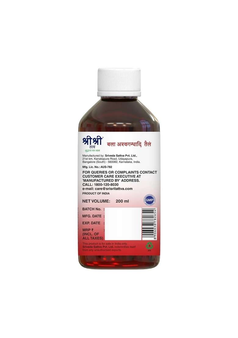 SRI SRI TATTV Bala Ashwagandhadhi Tailam, 200ml - Indya