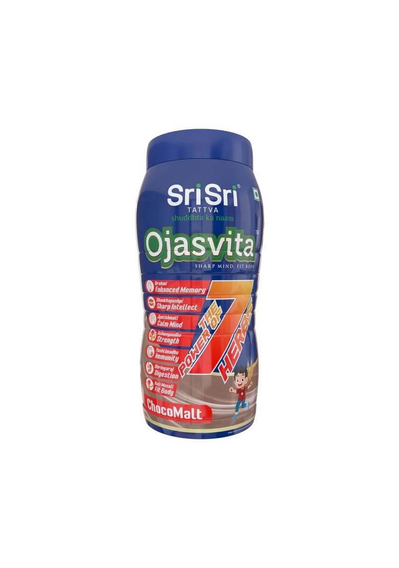 SRI SRI TATTV ChocoMalt Ojasvita - Sharp Mind & Fit Body |  Herbal Drink | 500 g, Pet Jar - Indya