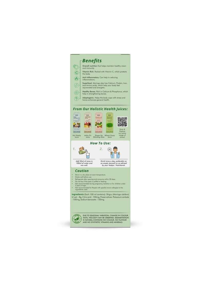 SRI SRI TATTV Moringa Juice - Powerhouse Of Nutrients | Superfood, Rich In Vitamin A,C,B, Calcium, Iron And Antioxidants, Blood Purifier | 1 L - Indya