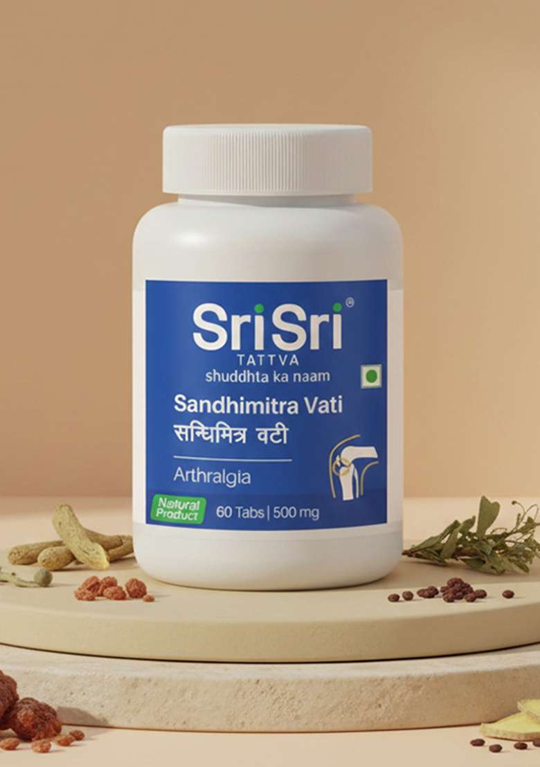 SRI SRI TATTV Sandhimitra Vati - A Pain Reliever | Reduces Joint Stiffness, Relieves Pain & Improves Joint Health | 60 Tabs, 500 mg - Indya