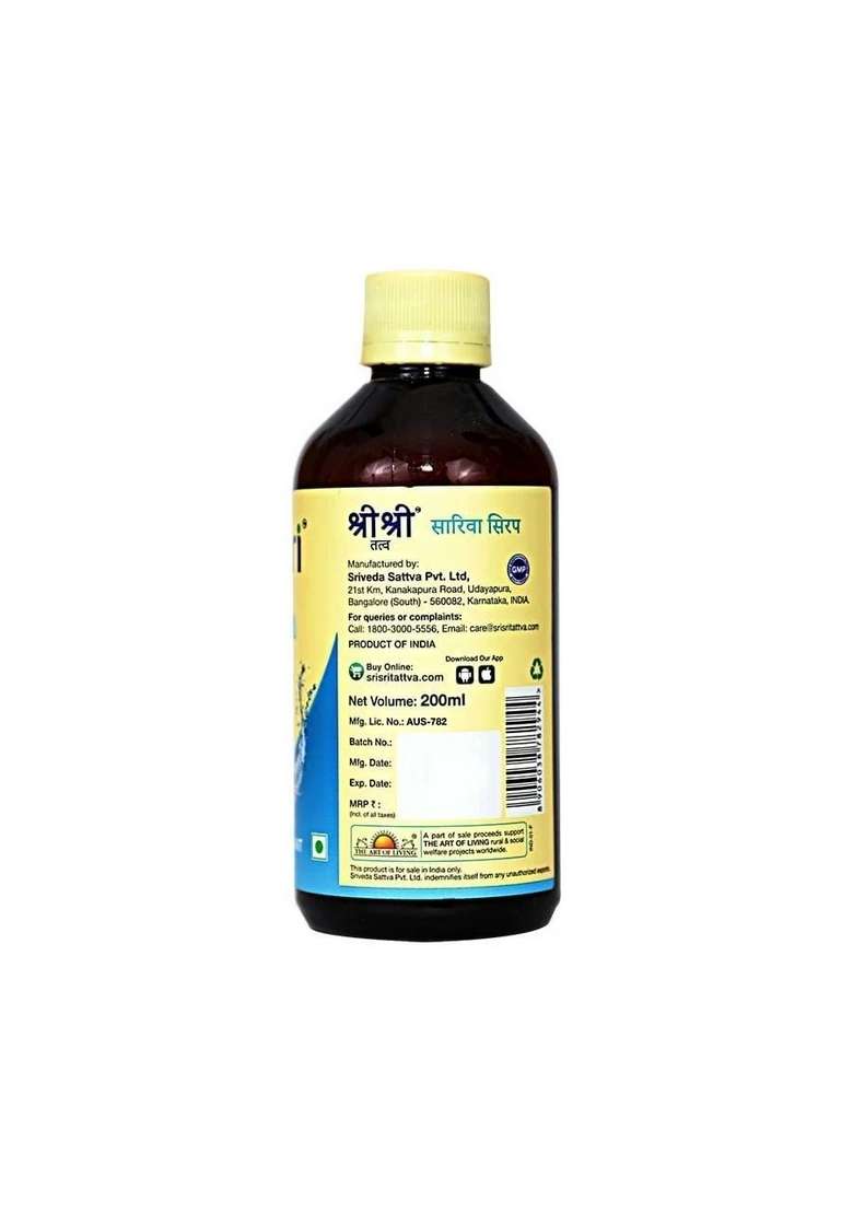 SRI SRI TATTV Sariva Syrup - Natural Coolant, 200 ml - Indya