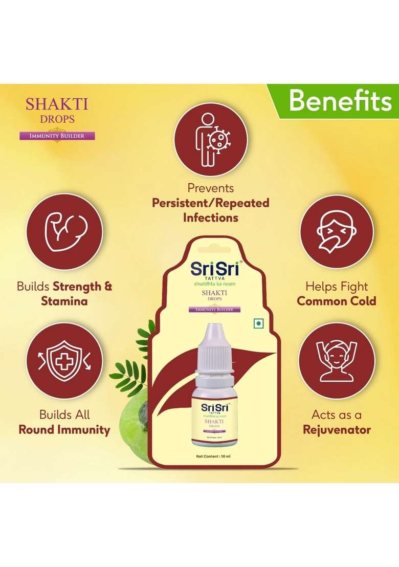 SRI SRI TATTV Shakti Drops - Ayurvedic Immunity Booster For All | Best For Strength & Stamina, Relief From Cold & Sore Throat | 10 ml - Indya