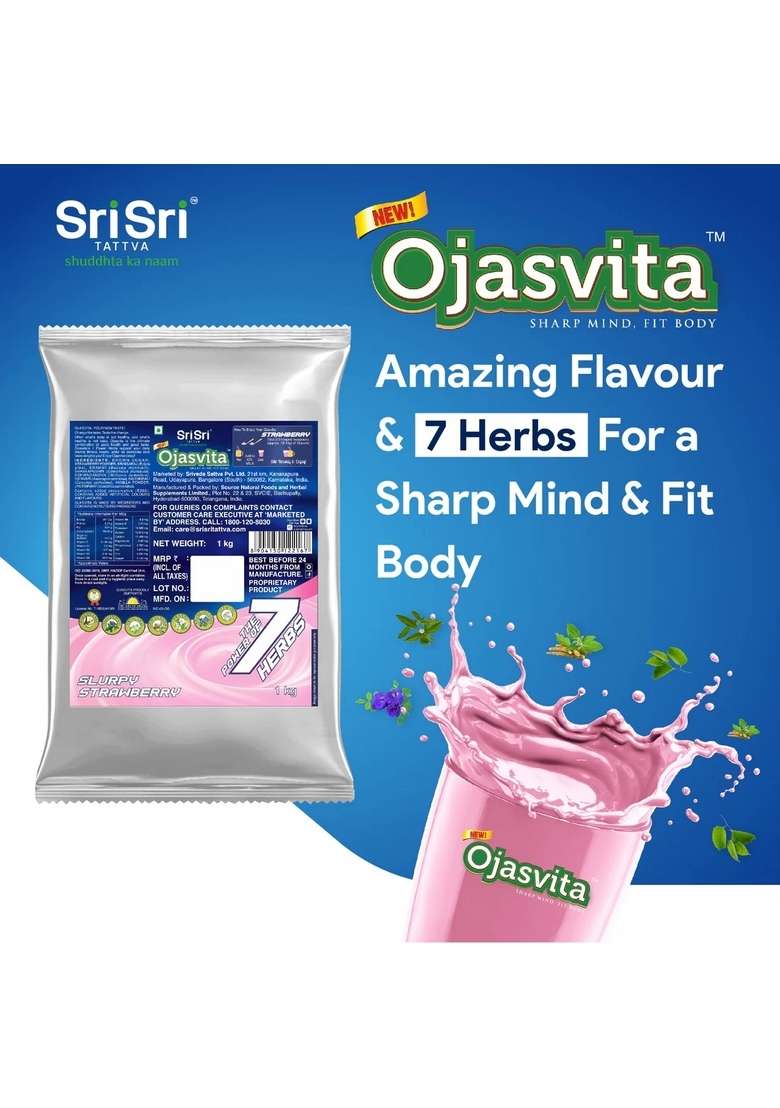 SRI SRI TATTV Strawberry Ojasvita - Sharp Mind & Fit Body, 1 kg (Refill Pack) - Indya