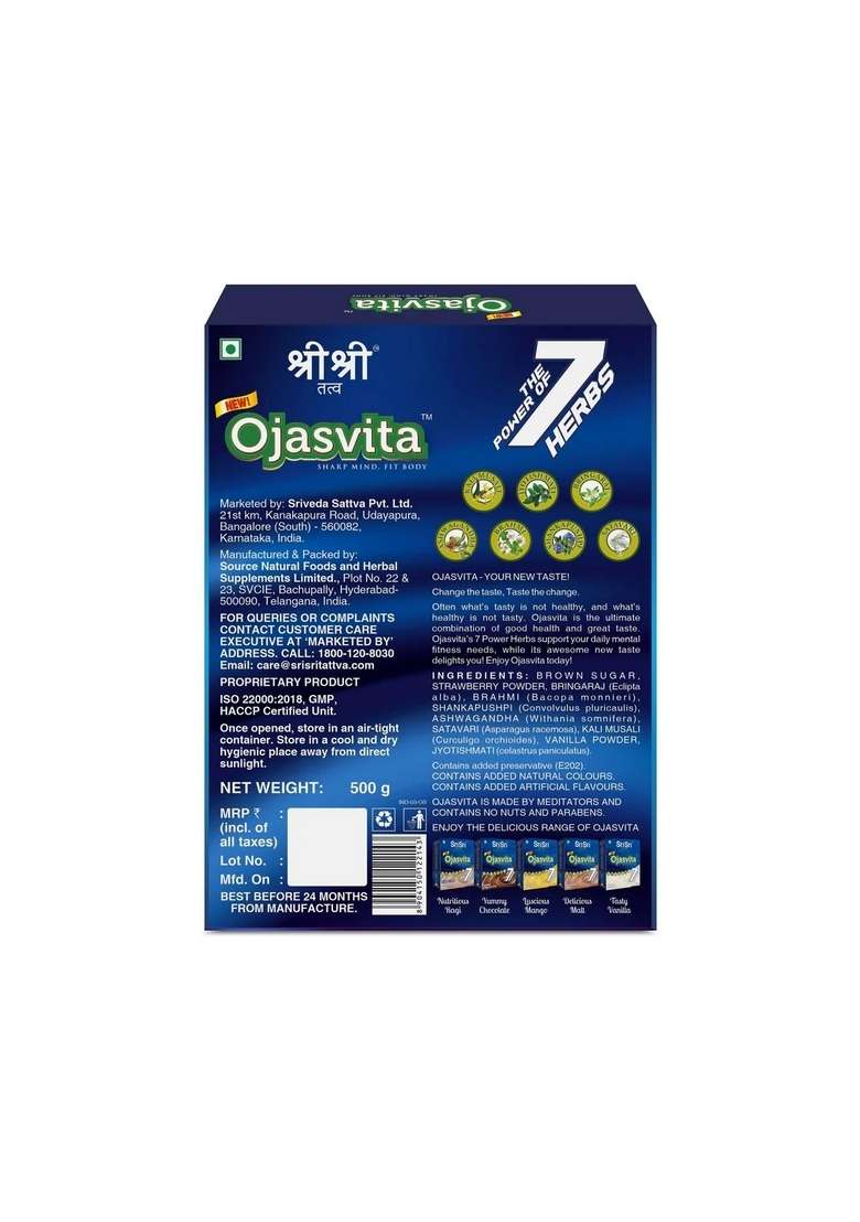 SRI SRI TATTV Strawberry Ojasvita - Sharp Mind & Fit Body, 500 g - Indya