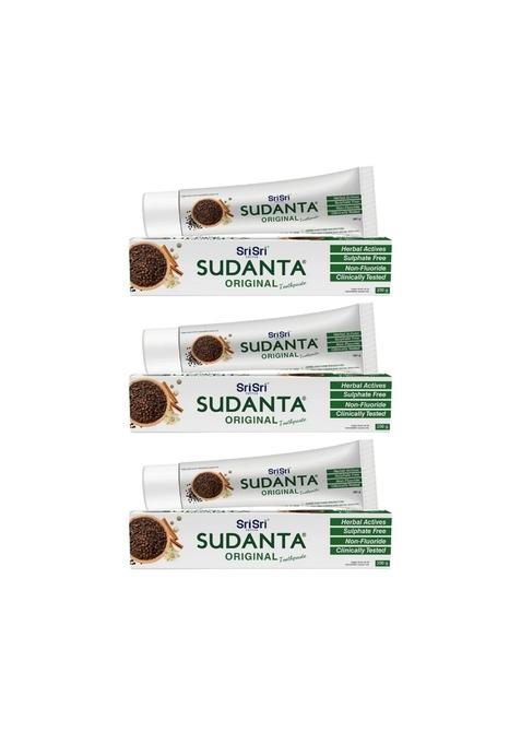 SRI SRI TATTV Sudanta Original Toothpaste | Non - Fluoride | 100% Vegetarian | 200 g | Pack of 3