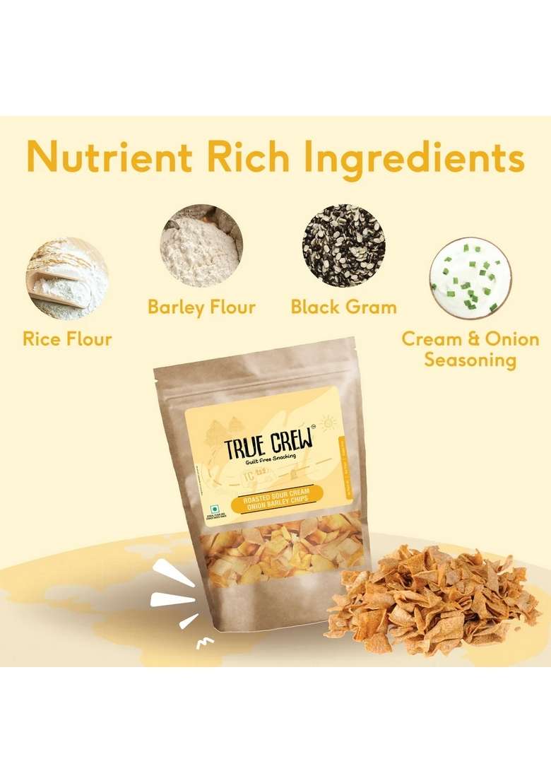 SRI SRI TATTV TRUE CREW - Sour Cream Onion Barley Chips, 125 g - Indya
