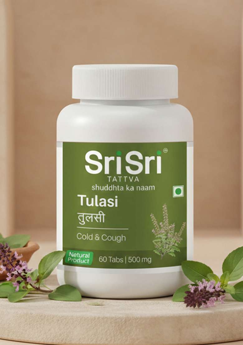 SRI SRI TATTV Tulasi - Cold & Cough, 60 Tabs | 500 mg - Indya