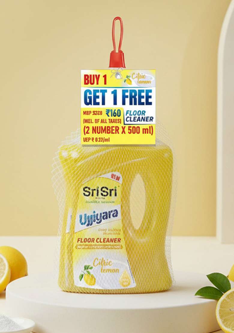 SRI SRI TATTV Ujjiyara Floor Cleaner Citric Lemon - Long Lasting Freshness, 500 ml (Buy 1 Get 1) - Indya
