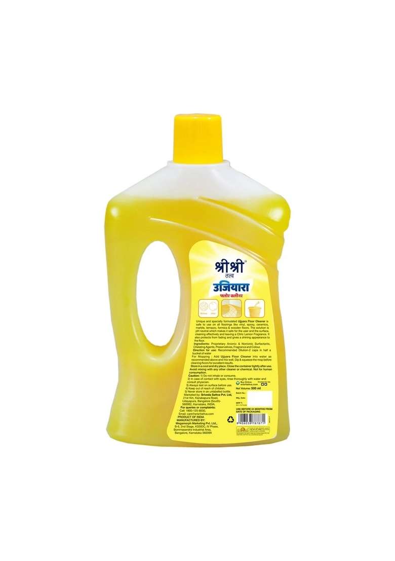 SRI SRI TATTV Ujjiyara Floor Cleaner Citric Lemon - Long Lasting Freshness, 500 ml (Buy 1 Get 1) - Indya
