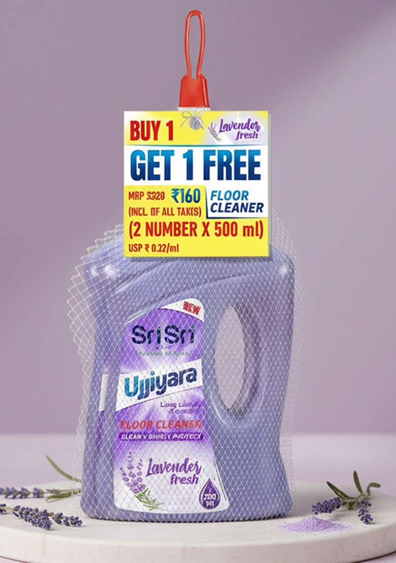 SRI SRI TATTV Ujjiyara Floor Cleaner Lavender Fresh - Long Lasting Freshness, 500 ml (Buy 1 Get 1) - Indya
