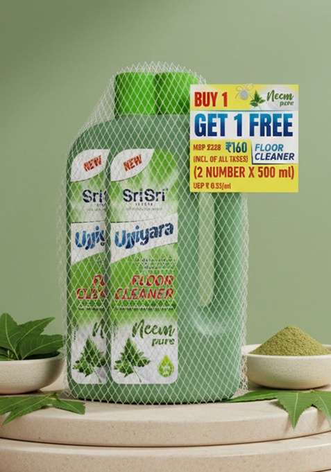 SRI SRI TATTV Ujjiyara Floor Cleaner Neem Pure - Long Lasting Freshness, 500ml (Buy 1 Get 1)