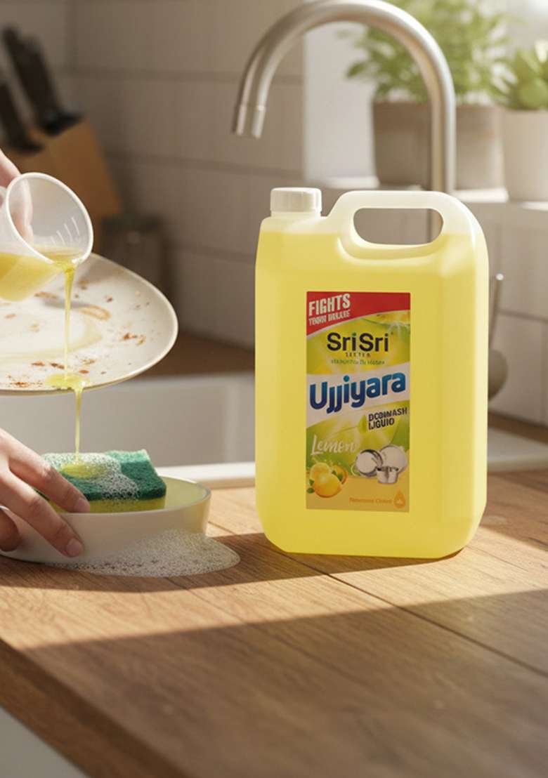 SRI SRI TATTV Ujjiyara Liquid Dishwash Lemon - Removes Odour, 5 L - Indya